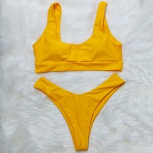 Yellow Zaful Cheeky Swimsuit Set Size Medium
